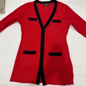Karl Lagerfeld Red and Black Cardigan…a BIG size SM